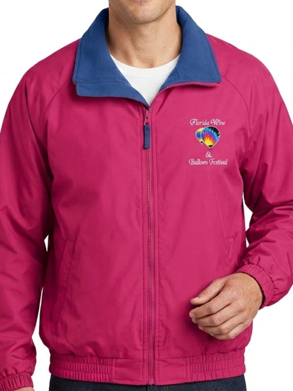 Port Authority Red Embroidered Full Zip Lined Jacket Men Size 2XL